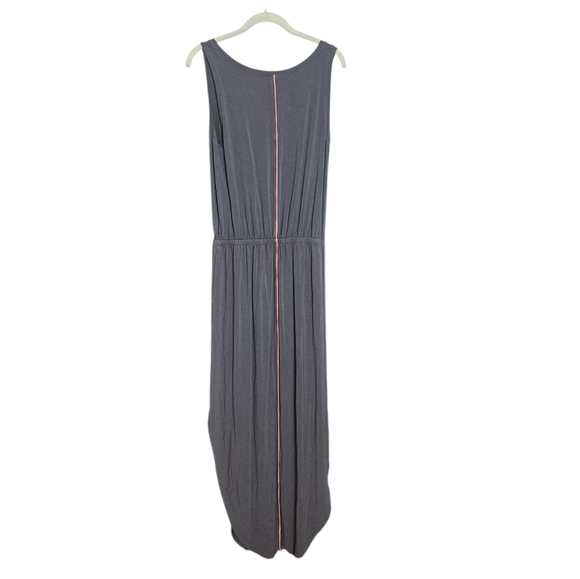 Lilla P Racing Stripe Maxi Tank Dress in Dolphin Gray Elastic Waist size Medium - Picture 5 of 11